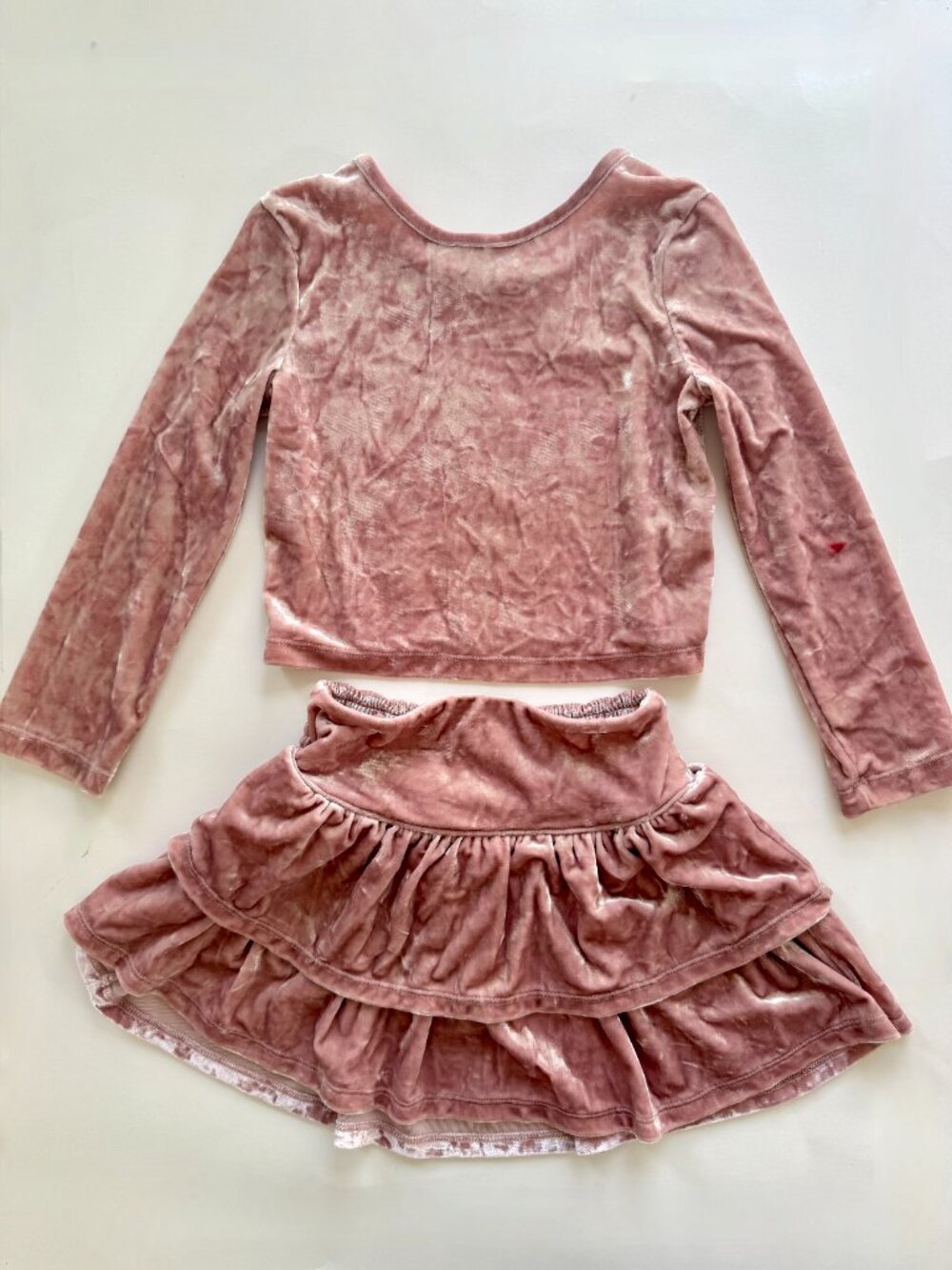 Gap Kids Girls Velvet 2pc Set Top & Tiered Skirt Sz XS 4-5 Pink Holiday